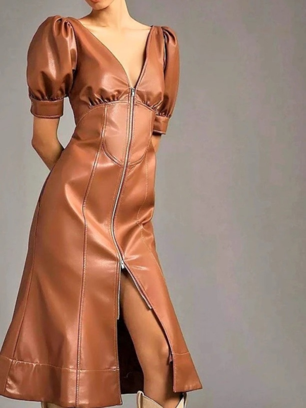 Anthropologie Washed Faux Leather Dress Faux Leather Maxi Dress